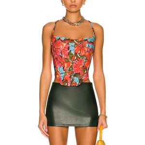 Miaou Lace Up Parisian Flower Rouge Corset Size M Top